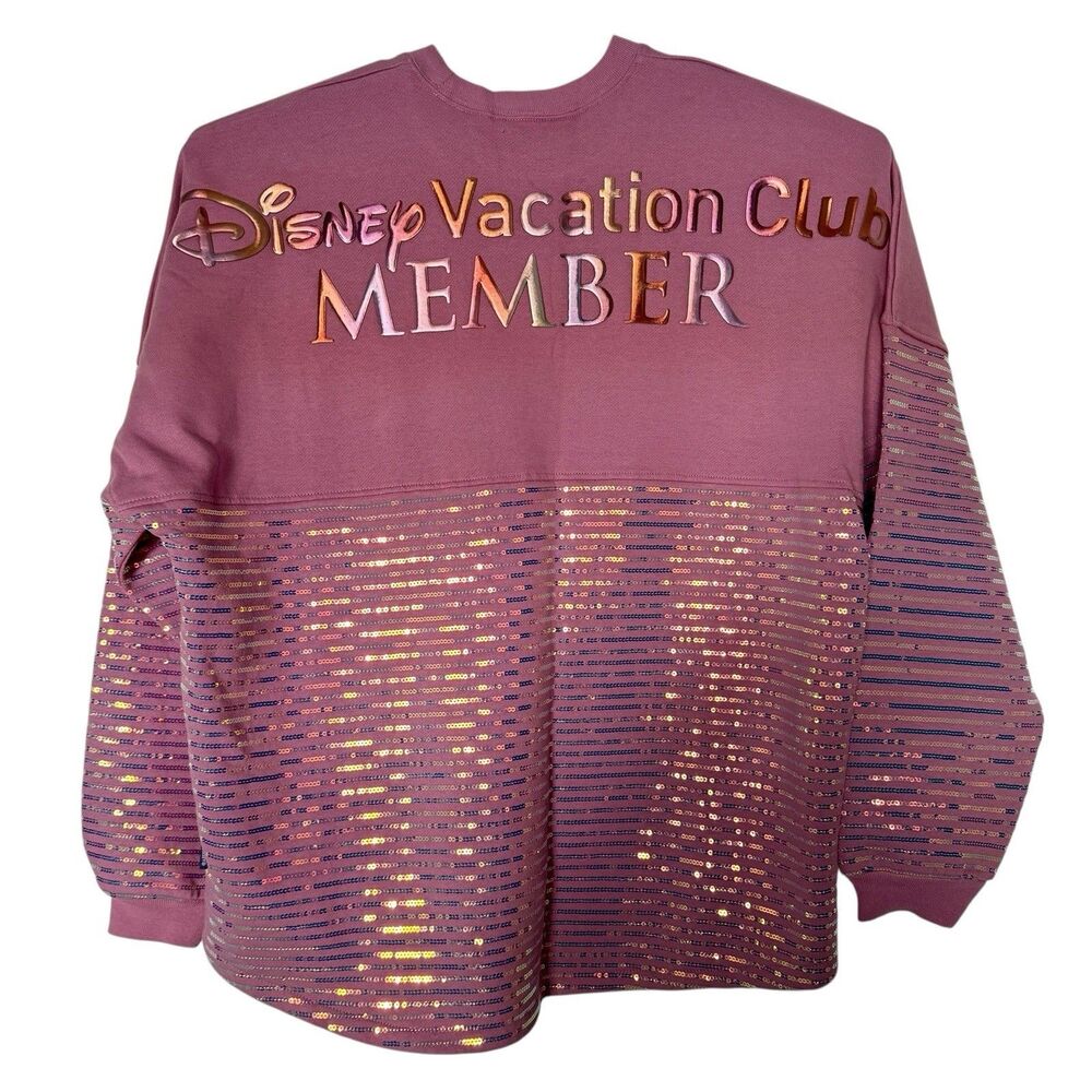Disneyland Resort Spirit Jersey Sweatshirt Size XL Pink Sequins Vacation Club